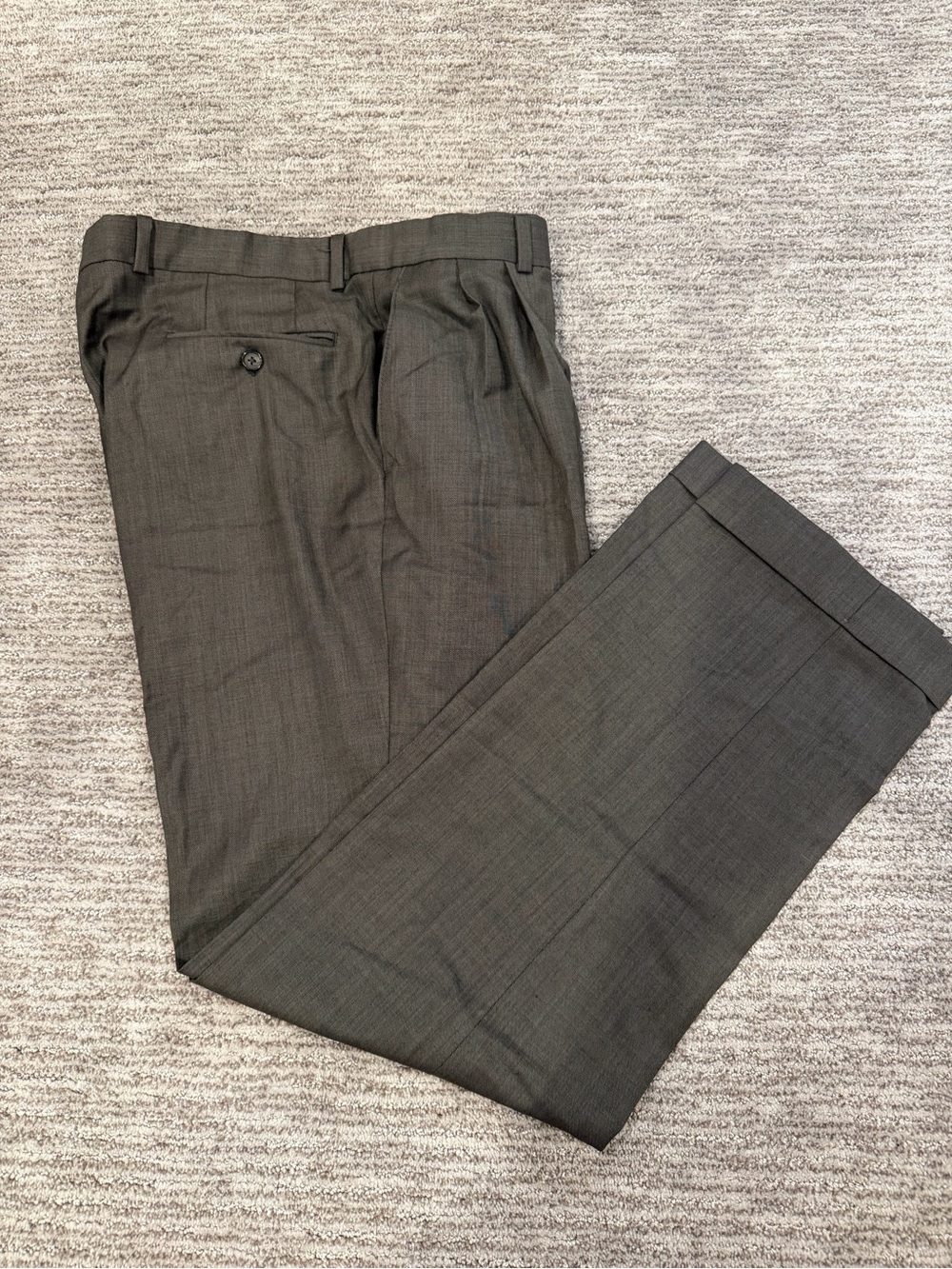 Lauren Ralph Lauren Men's 100% Wool Pleated Dress Pants Trousers Grey 34x32
